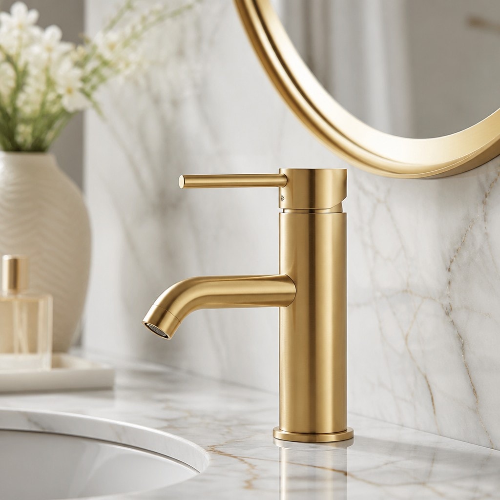 Tanvir brushed gold basin mixer