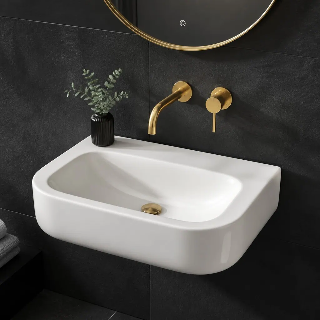 Illustrative statement wall-hung commode; not a verified Charu product photograph