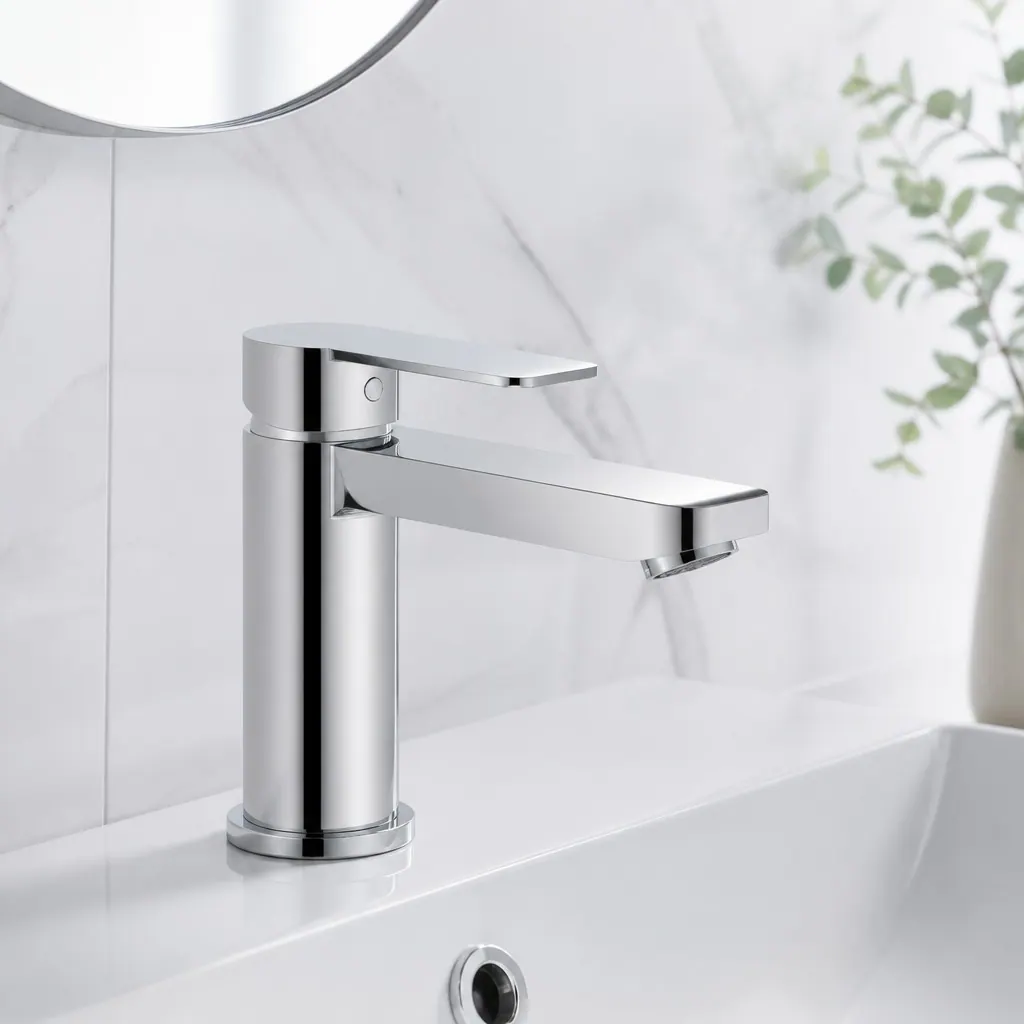 Illustrative chrome basin mixer; not a verified Sharif Fittings product photograph